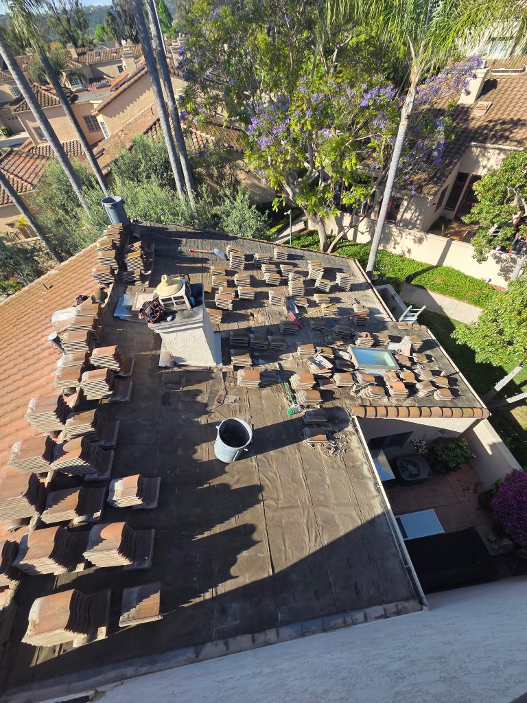 new underlayment installed during tile roof repair