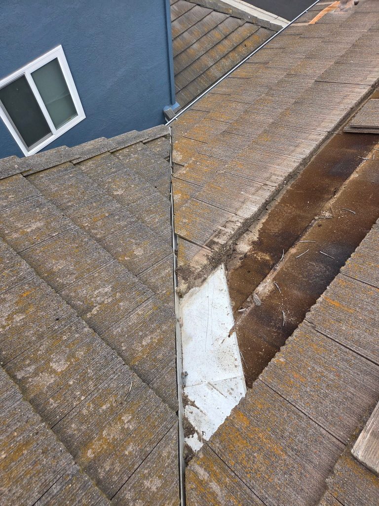 oof repair in California with new waterproofing system visible