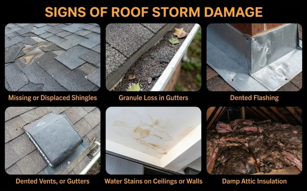 warning sign of roof storm damage